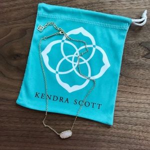 Kendra Scott Blush Pink Rose Quartz with Gold Elisa Necklace